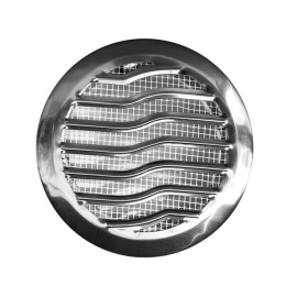 Kratka wentylacyjna okrągła z siatką fala metalowa fi 125 nikiel