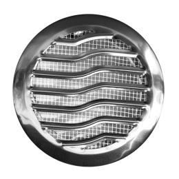 Kratka wentylacyjna okrągła z siatką fala metalowa fi 150 nikiel