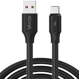 Kabel USB USB typ C czarny 1,0m 120W 3A 1m szybkie ładowanie