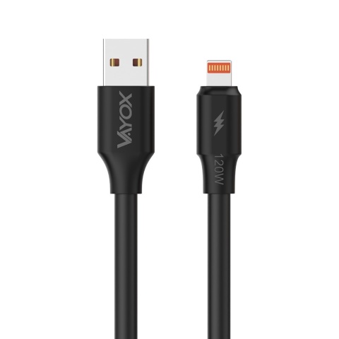 Kabel USB i-phone czarny wtyk lightning 1 m 3A szybkie ładowanie