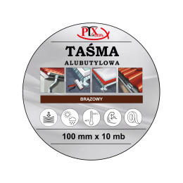 Taśma alubutyl 100x10m brąz PLX