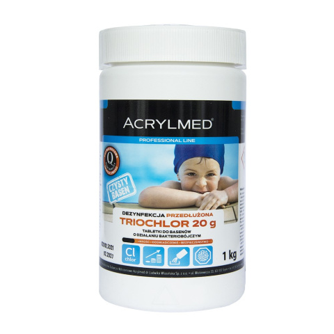 Tabletki chlorowe 20g o przedłużonym działaniu Triochlor 1kg ACRYLMED